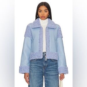 Unreal Fur Corfu Light Blue Faux Shearling Teddy Jacket Small